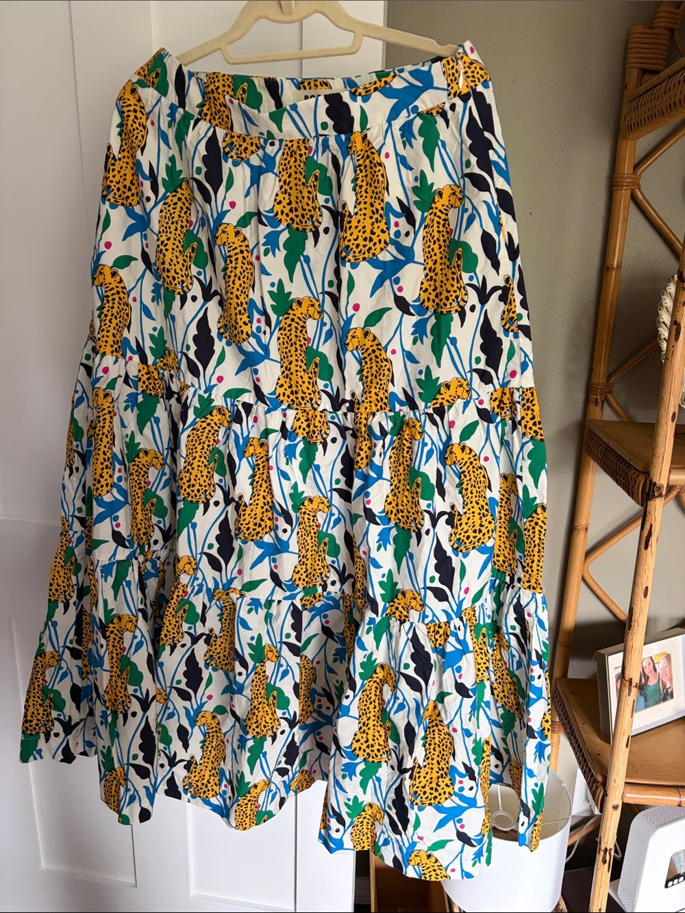 Boden Lorna Midi Skirt with Yellow Leopard Print